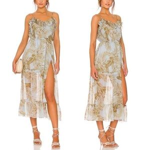 AMUSE Society Midsummer Floral Maxi Dress in Sea Wind | Size Large